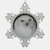 White Snowy Owl Photo Tin Sneeuwvlok Ornament (Voorkant)