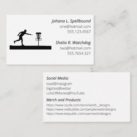 White Social calling card-Disc Golf Visitekaartje (Voorkant / Achterkant)