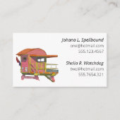 White Social calling card-Pink Lifeguard Tower Visitekaartje (Voorkant)