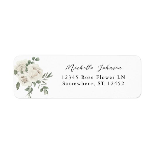 White Soft Floral & Eucalyptus Return Address 2 Etiket (Voorkant)