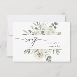 White Soft Floral & Eucalyptus w Meal RSVP 3