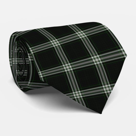 White Soft Green Black Tartan Stropdas (Opgerold)