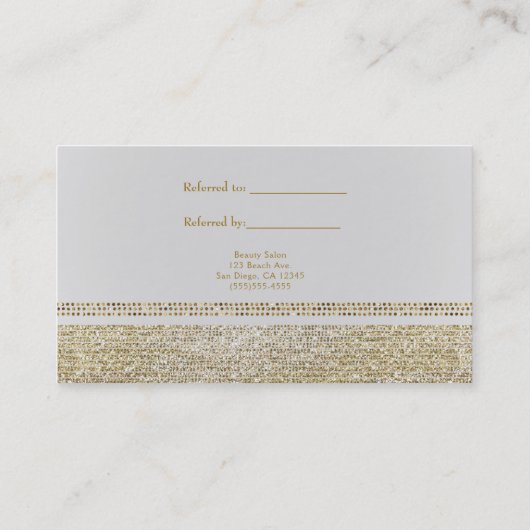White & SparkeerGold Glam Bling Refer een vriend Aanbevelingskaartje (Achterkant)