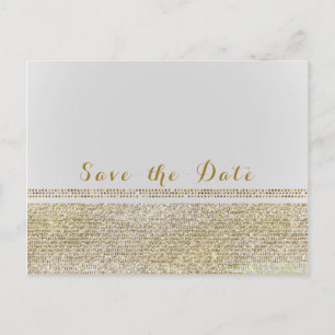 White & Sparking Gold Glam Chic Bewaar de datum Aankondigingskaart
