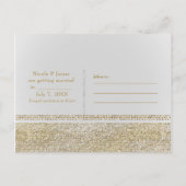 White & Sparking Gold Glam Chic Bewaar de datum Aankondigingskaart (Achterkant)