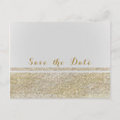 White & Sparking Gold Glam Chic Bewaar de datum Aankondigingskaart (Voorkant)