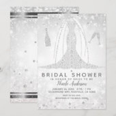 White Sparkle Diamond Wedding Dress Vrijgezellenfe Kaart (Voorkant / Achterkant)