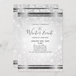 White Sparkle Elegant Winter Wonderland Event Kaart
