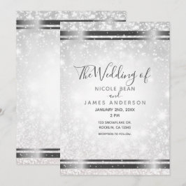 White Sparkle Elegant Winter Wonderland Wedding Kaart