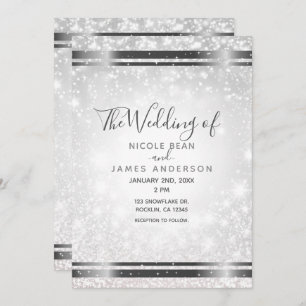 White Sparkle Elegant Winter Wonderland Wedding Kaart
