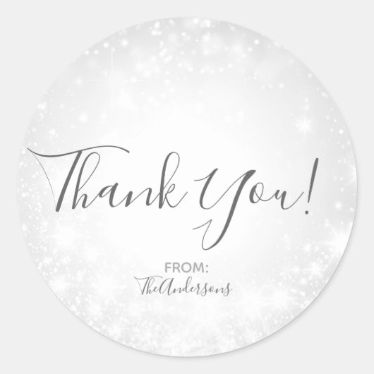 White Sparkle Elegant Winter Wonderland Wedding Ronde Sticker (Voorkant)