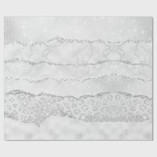 White Sparkle Glitter Cadeaupapier (Vlak)