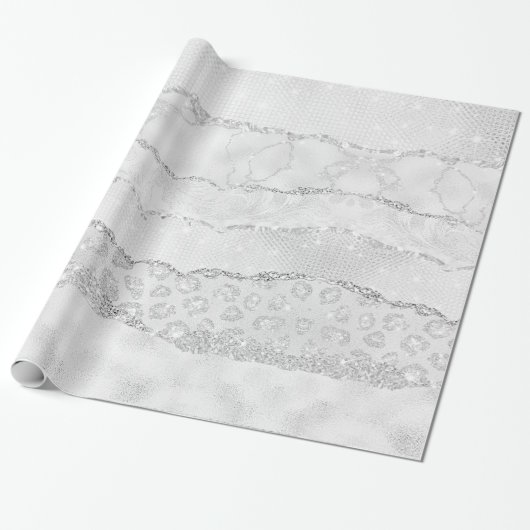 White Sparkle Glitter Cadeaupapier (Uitgerold)