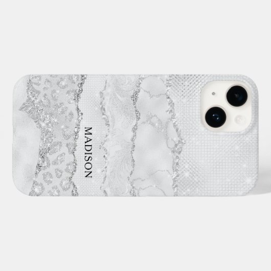 White Sparkle Glitter Case-Mate iPhone Case (Achterkant (horizontaal))