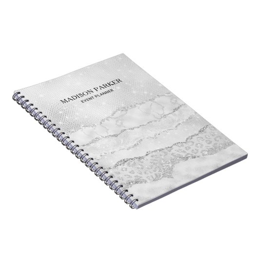 White Sparkle Glitter Notitieboek (Rechterzijde)