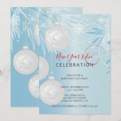 White Sparkle-kerstballen Uitnodiging (Voorkant / Achterkant)