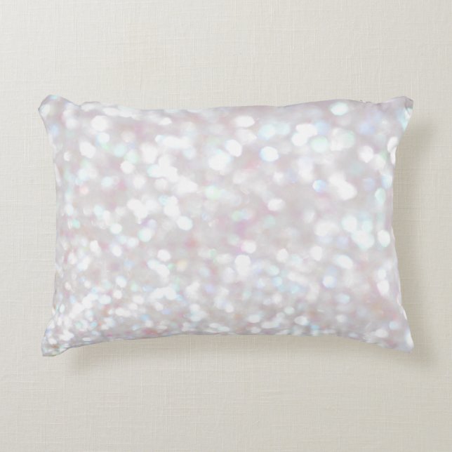 White Sparkle Print Accent Pillow Accent Kussen (Voorkant)