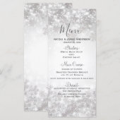 White Sparkle Snowflakes Winter Wedding Menu (Voorkant / Achterkant)