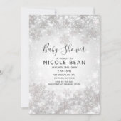 White Sparkle Winter Wonderland Baby shower Kaart (Voorkant)