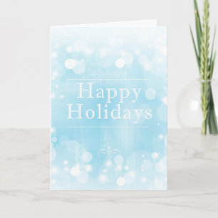 White Sparkly Glitter Over Light Blue Background Feestdagen Kaart