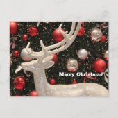 White Sparkly Reindeer Kerstmis Kaart (Voorkant)