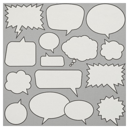 White Speech Bubbles Patroon Stof (Swatch)