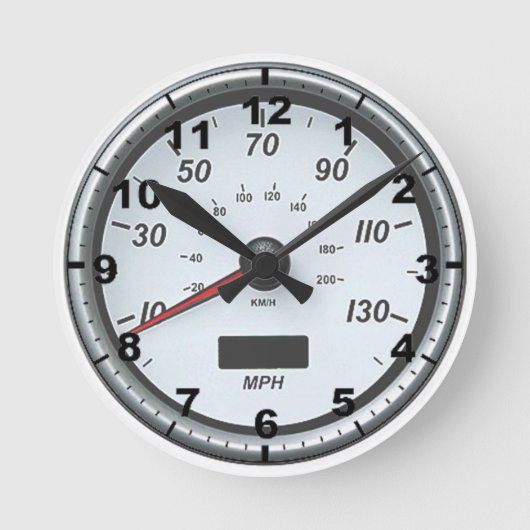 "White Speedometer" design wall clocks Ronde Klok (Voorkant)