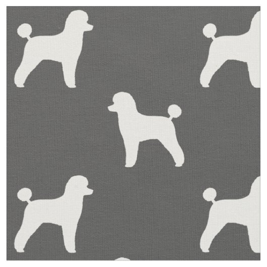 White Speelgoed Poodle Dog Silhouettes Pattern Gre Stof (Close Up)