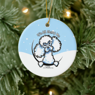White Speelgoed Poodle Keramisch Ornament