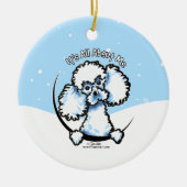 White Speelgoed Poodle Keramisch Ornament (Voorkant)