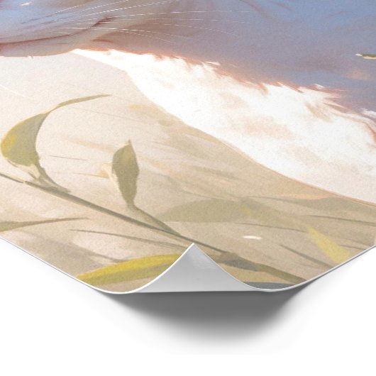 White Sphinx Cat and Flowers Poster (Hoek)