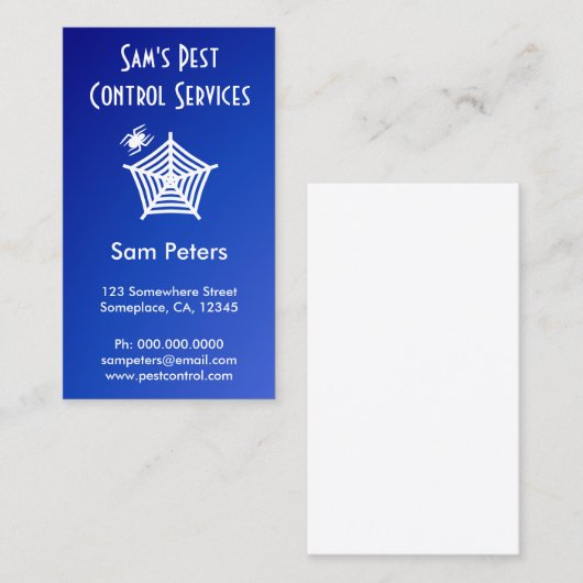 White Spider en Web Pest Control Custom Verticaal Visitekaartje (Voorkant / Achterkant)