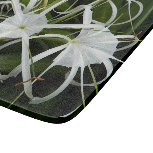 White Spider Lilies Floral Snijplank (Hoek)