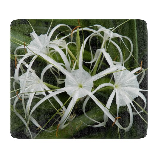 White Spider Lilies Floral Snijplank (Voorkant)