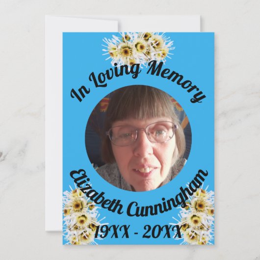 White Spider Mums Photo Memory Quote Memorial Kaart (Voorkant)