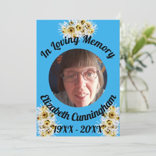 White Spider Mums Photo Memory Quote Memorial Kaart (Staand voorkant)