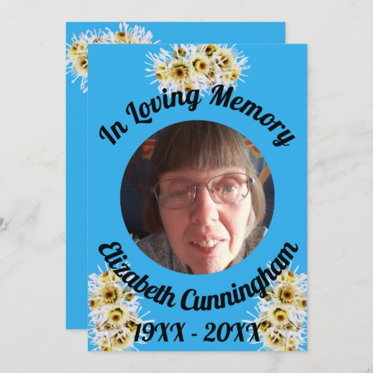 White Spider Mums Photo Memory Quote Memorial Kaart (Voorkant / Achterkant)