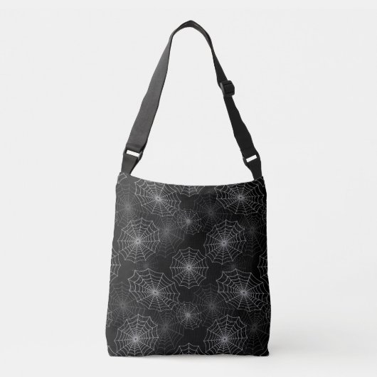 White Spider Web Cobweb Silk Pattern (zwart) Crossbody Tas (Voorkant)