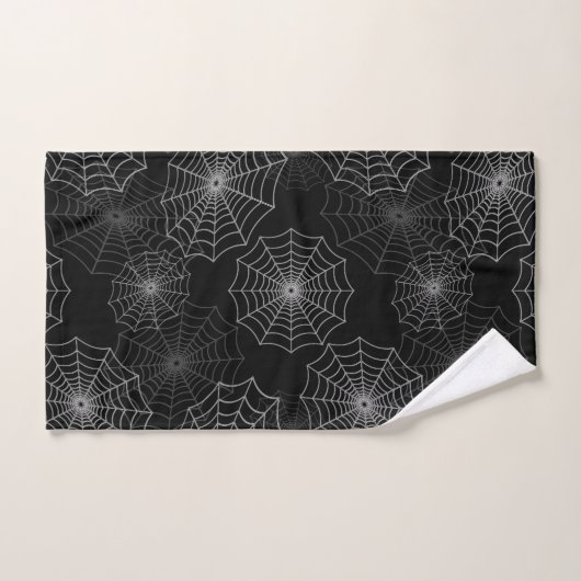 White Spider Web Cobweb Silk Pattern (zwart) Handdoek (Handdoek)