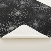 White Spider Web Cobweb Silk Pattern (zwart) Sherpa Deken (3/4)