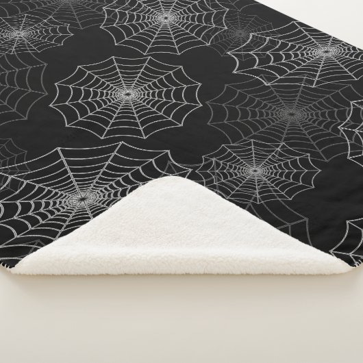 White Spider Web Cobweb Silk Pattern (zwart) Sherpa Deken (3/4)