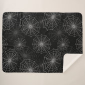 White Spider Web Cobweb Silk Pattern (zwart) Sherpa Deken (Voorkant (horizontaal))