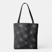 White Spider Web Cobweb Silk Pattern (zwart) Tote Bag (Achterkant)