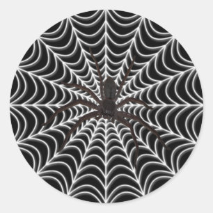 White Spider Web en Black Spider Halloween Ronde Sticker