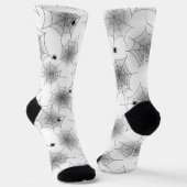 White Spider Web Halloween Crew Sokken (Gebogen)