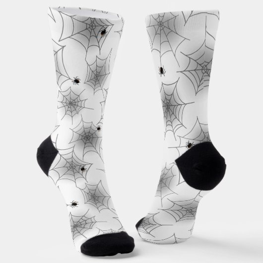 White Spider Web Halloween Crew Sokken (Gebogen)