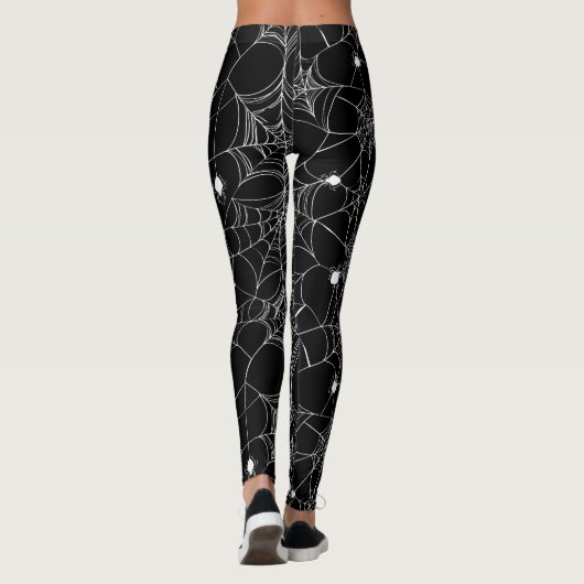 White Spider Web Halloween Leggings (Achterkant)