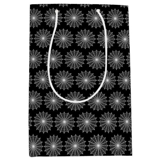 White Spider Web Halloween Medium Cadeauzakje (Voorkant)
