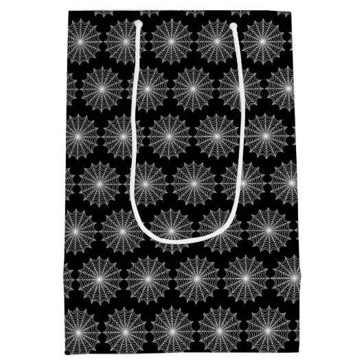 White Spider Web Halloween Medium Cadeauzakje (Achterkant)