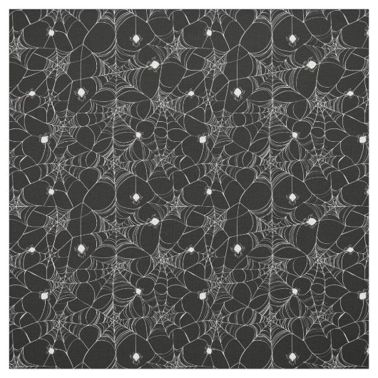 White Spider Web Halloween Stof (Swatch)